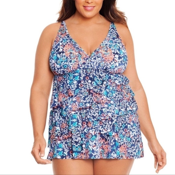 SWIM Solutions All Over Stretch Swimsuit One Piece Slimming  Size 18 - Picture 1 of 14